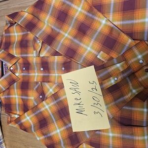 Plaid Orange and Brown Men's Shirt This A Hales Flannel Not Dixxon